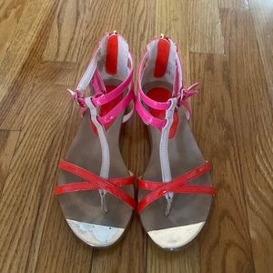 Pink and orange teapot sandals